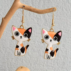 Colorful Cat Dangle Earrings - DAVERRI FASHIONS