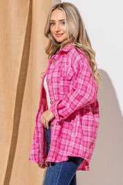 And The Why Full Size Tweed Button Down Long Sleeve Shacket | Shackets Daverri Fashions