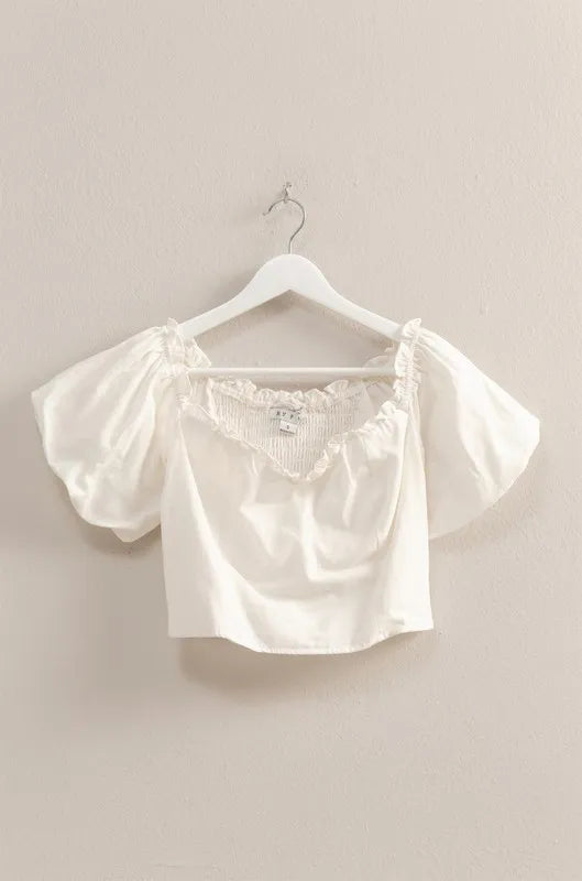 HYFVE Puff Sleeve Sweetheart Neck Top | Tops Daverri Fashions