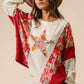 BiBi Floral Print Mixed Star Patch Round Neck Sweatshirt - DAVERRI FASHIONS