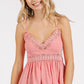 Mittoshop Crisscross Back Lace Detail V-Neck Cami RICH PINK