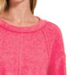 Zenana Brushed Hacci Exposed Seam Hi Low Sweater - DAVERRI FASHIONS