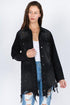 American Bazi Distressed Frayed Hem Denim Jacket Black M