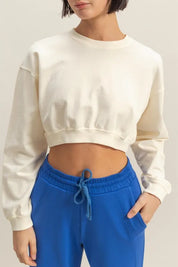 HYFVE Crew Neck Long Sleeve Crop Sweatshirt | Daverri Fashions
