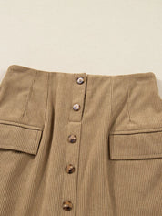 Corduroy Buttoned Front Mini Skirt | Skirts Daverri Fashions