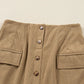 Corduroy Buttoned Front Mini Skirt - DAVERRI FASHIONS