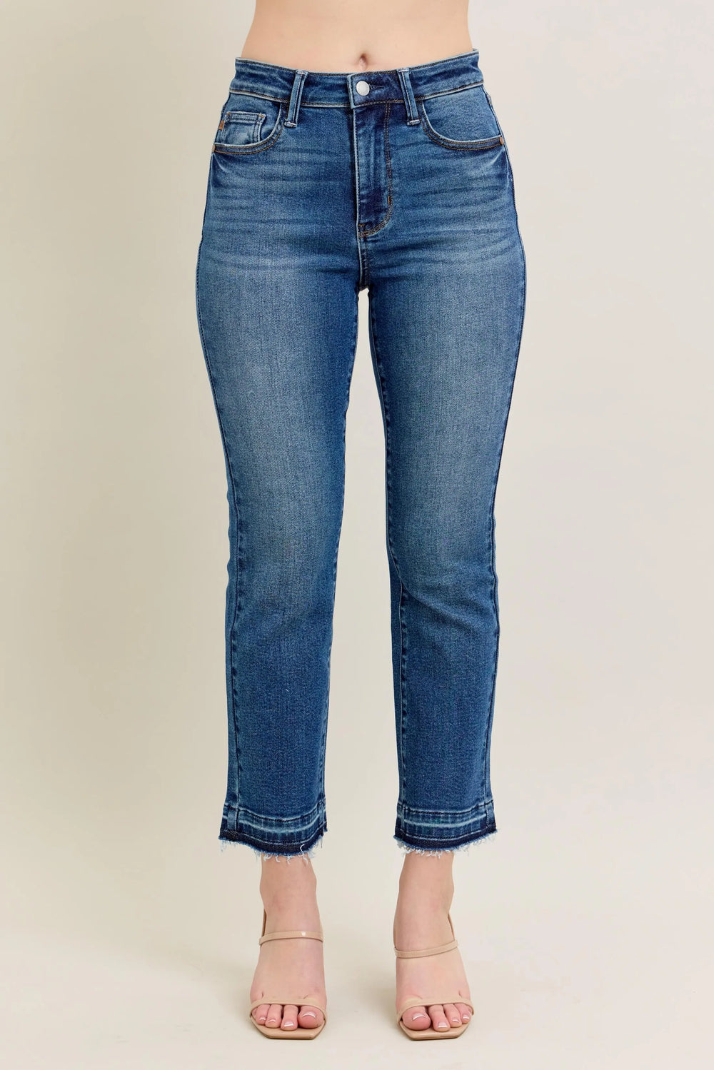 Judy Blue Full Size Hw Vintage Wash Release Hem Kick Flare Jeans Plus Size Jeans