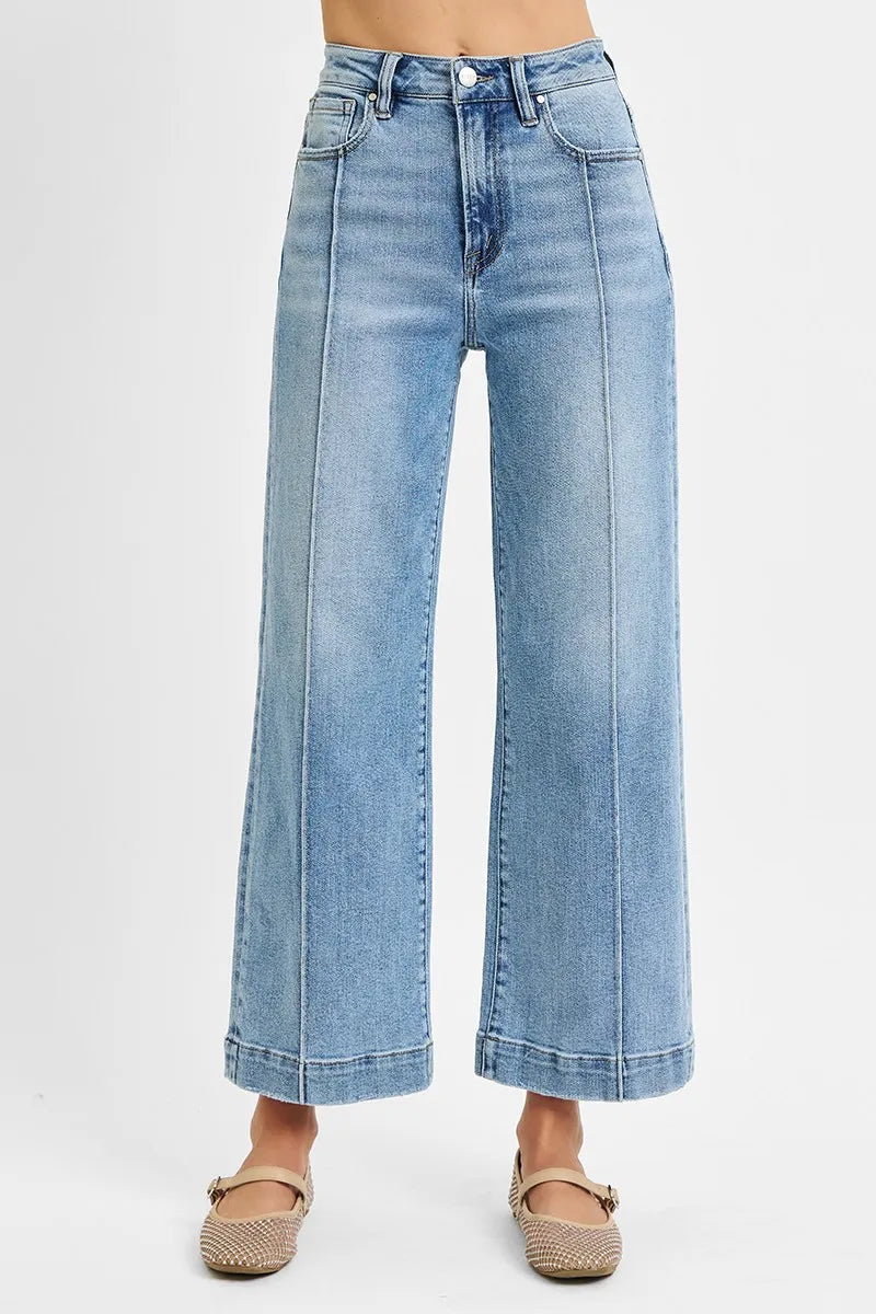 RISEN Full Size High Rise Crop Wide Leg Jeans Plus Size | Jeans Daverri Fashions