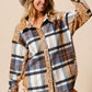 BiBi Curved Hem Sequin Plaid Button Up Shacket Jackets