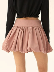 Ruched Bubble Hem Mini Skirt | Skirts Daverri Fashions
