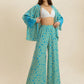 Open Front Printed Top and Pants Set - DAVERRI FASHIONS