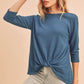 Aemi + Co Twist Front Round Neck 3/4 Sleeve T-Shirt - DAVERRI FASHIONS
