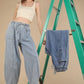 VERY J Washed Chambray Barrel Denim Pants
