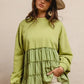 BiBi French Terry and Woven Mixed Tiered Top Tops