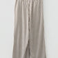 Beige and black striped elastic high-waist loose pocket pants