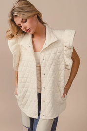 BiBi Quilting Knit Ruffle Sleeve Vest | Daverri Fashions