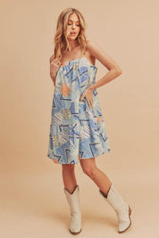 Aemi + Co Printed Ruffled Hem Square Neck Mini Cami Dress | Daverri Fashions