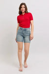 Judy Blue High Waist Vintage Wash Side Slit Denim Shorts - DAVERRI FASHIONS