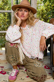 POL Round Neck Fringed Hem Sweater | Sweaters Daverri Fashions
