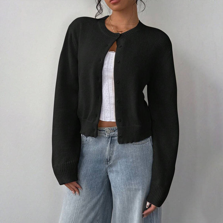 Black Lightweight Long Sleeve Open Knit Button-Up Cardigan | Cardigans Daverri Fashions