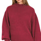 Zenana Cabernet Balloon Sleeve Mock Neck Sweater - DAVERRI FASHIONS