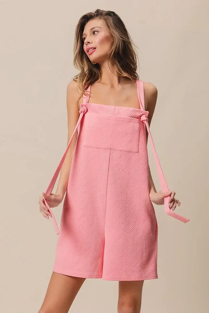 BiBi Texured Jacquard Romper with Side Pockets - DAVERRI FASHIONS