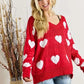 ADORA Plus Size Heart V-Neck Knit Top - DAVERRI FASHIONS
