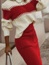 Two-Tone Ribbed Knit Top and Skirt Sweater Set - DAVERRI FASHIONS