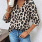 Leopard Print 3/4 Sleeve Blouse - DAVERRI FASHIONS