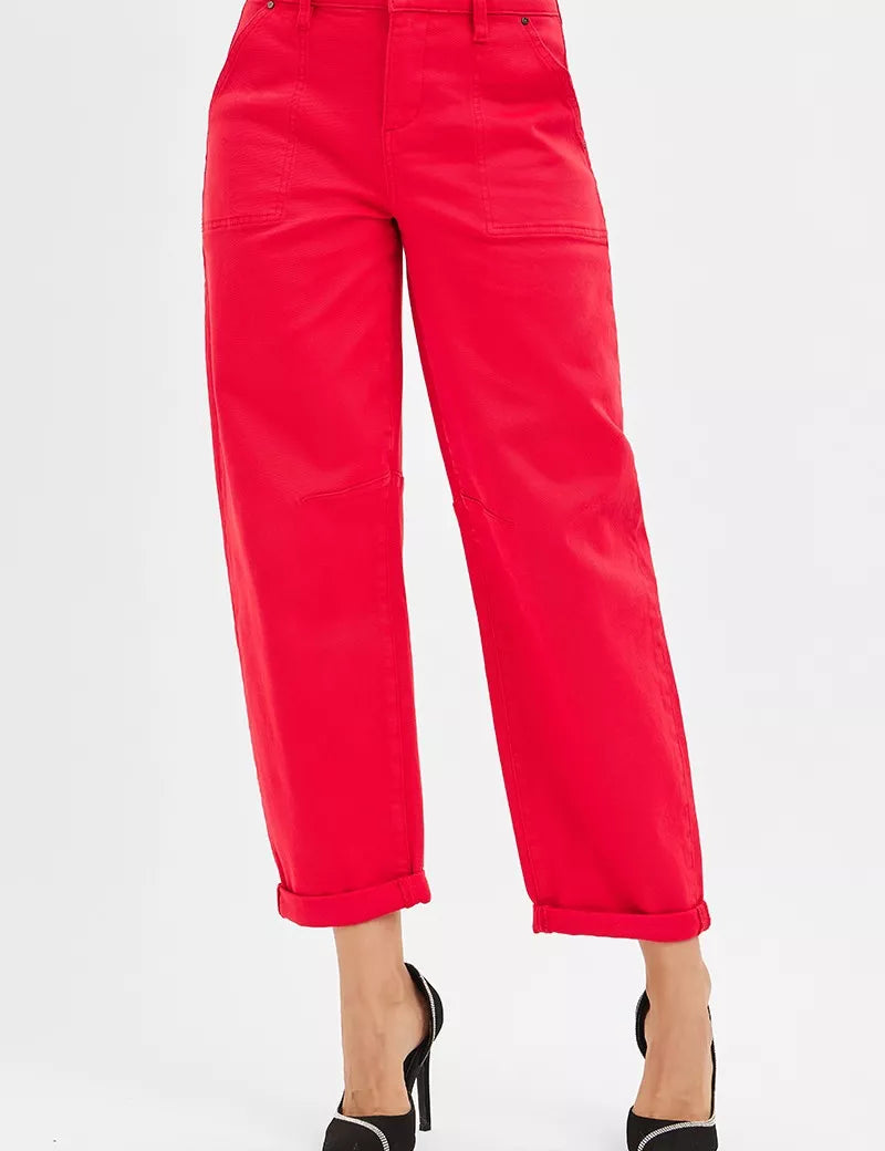 RISEN High Rise Ankle Cuffed Barrel Pants | Pants Daverri Fashions