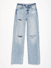 Distressed Straight Leg Jeans with Pockets | Jeans Daverri Fashions
