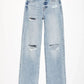 Distressed Straight Leg Jeans with Pockets - DAVERRI FASHIONS