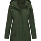 Dark green insulated hooded parka from Daverri Fashions, plus size windproof coat