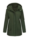 Dark green insulated hooded parka from Daverri Fashions, plus size windproof coat