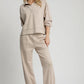 Umgee Exposed Seam Long Sleeve Polo Top with Side Slit