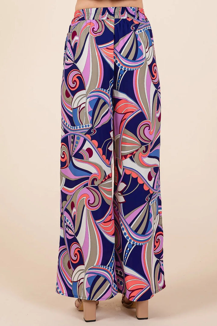 Mittoshop Abstract Print Elastic Waist Wide Leg Pants Pants