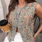 Daverri floral embroidered sleeveless denim vest in blue red green