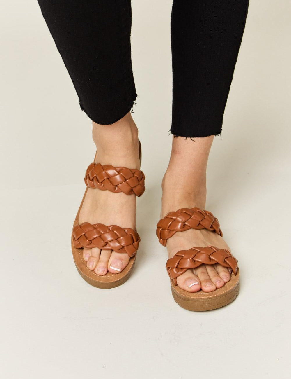 WILD DIVA Woven Dual Band Platform Sandals Sandals