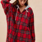 BiBi Brushed Plaid Hooded Jacket - DAVERRI FASHIONS