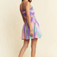 Davi & Dani Multi Color Ombre Printed Bodice Button Up Dress - DAVERRI FASHIONS