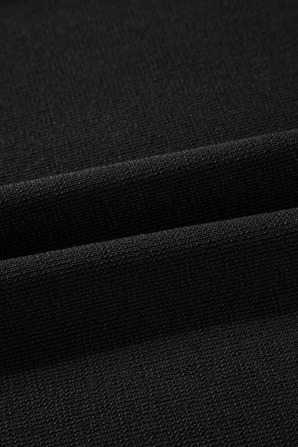 Black textured fabric in Contrast Trim Round Neck Top and Pants Set