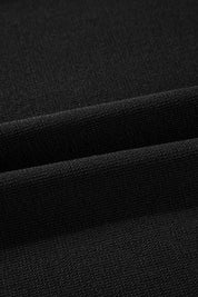 Black textured fabric in Contrast Trim Round Neck Top and Pants Set