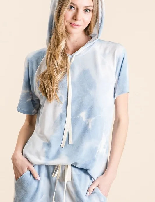 BiBi Tie Dye French Terry Hoodie Top and Bottom Set | Outfit Sets Daverri Fashions