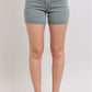 Judy Blue Full Size Hw Garment Dyed & Back Pkt Embroidery Shorts Plus Size Stone Blue