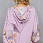 POL Raw Hem Floral Print Cropped Hooded Jacket Jackets