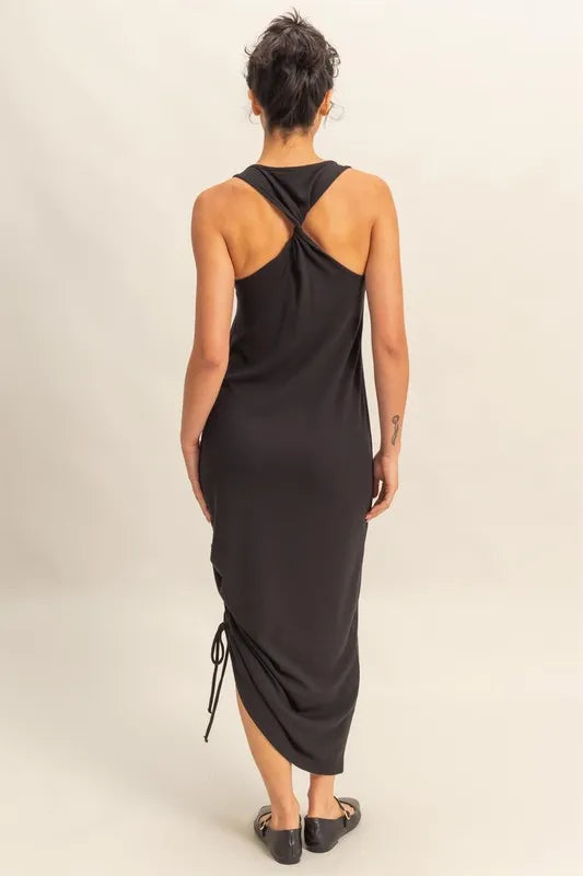 HYFVE Scoop Neck Side Tie Detail Midi Dress
