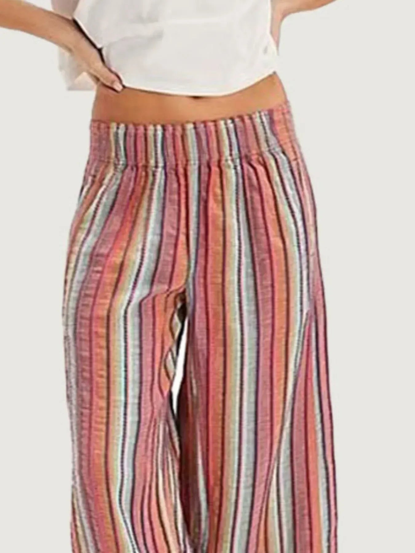 Striped Wide Leg Pants - DAVERRI FASHIONS