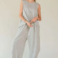 Davi & Dani Drawstring Hem Round Neck Tank and Pants Set HEATHER GREY Outfit Sets