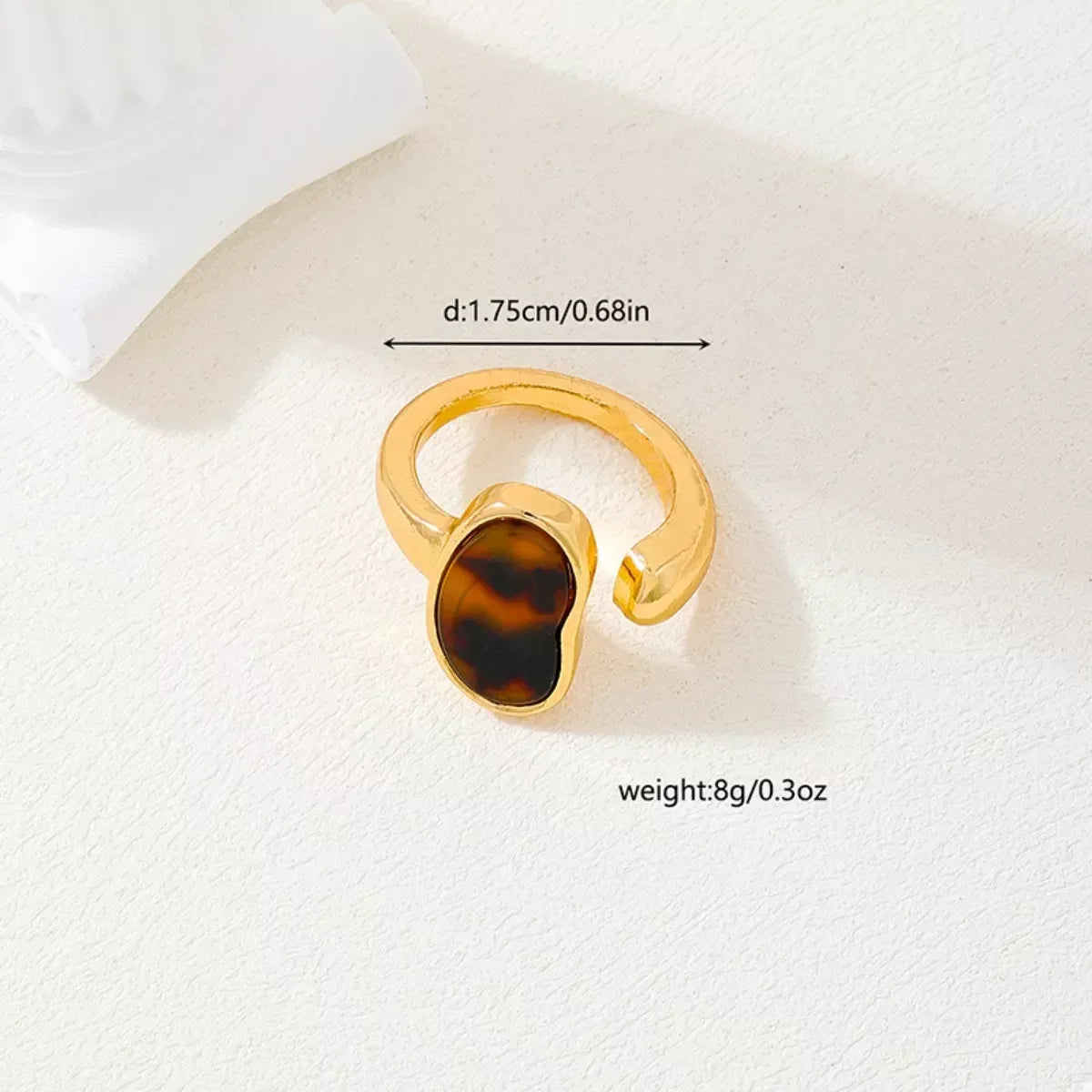 18K Gold-Plated Oval Open Ring - DAVERRI FASHIONS