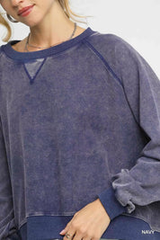 Umgee Mineral Wash French Terry Sweatshirt | Sweatshirts Daverri Fashions